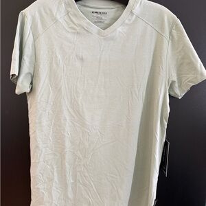 Kenneth Cole Short Sleeve V-Neck Tee in Pale Green